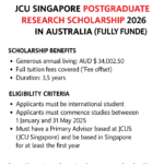 JCU Singapore Postgraduate Research Scholarship 2026 in Australia - Fully Funded